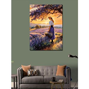 Kanvas Tablo Lavanta Tarlasında Sarışın Kız 100x140 cm