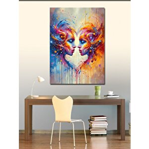 Kanvas Tablo Mavi Turuncu Kadınlar 100x140 cm