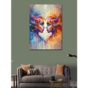Kanvas Tablo Mavi Turuncu Kadınlar 100x140 cm
