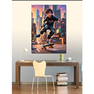 Kanvas Tablo Kaykay Kayan Çocuk 70x100 cm