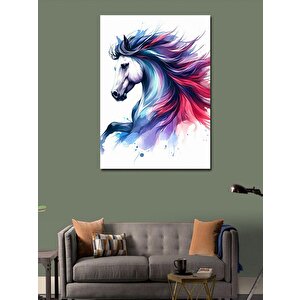 Kanvas Tablo Kırmızı Ve Mavi Tüylü At 100x140 cm