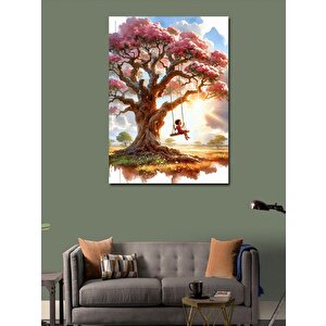 Kanvas Tablo Ağaçta Sallanan Çocuk 70x100 cm