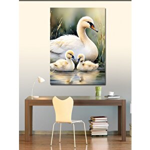 Kanvas Tablo Beyaz Ördek Ve Yavruları 100x140 cm
