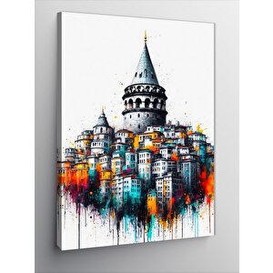 Kanvas Tablo İstanbul Galata Kulesi Suluboya 100x140 cm