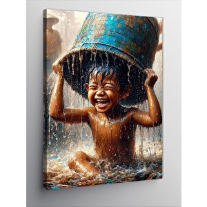 Kanvas Tablo Suyla Oynayan Çocuk 70x100 cm