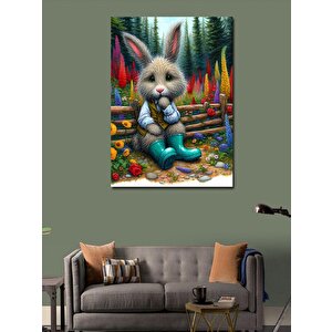 Kanvas Tablo Mavi Çizmeli Tavşan 70x100 cm