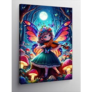 Kanvas Tablo Kelebek Kanatl Keman Çalan Kız 70x100 cm