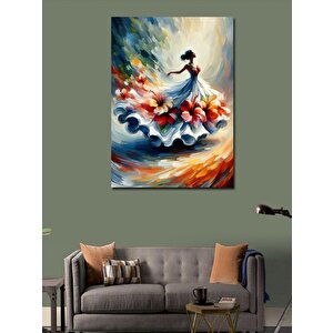 Kanvas Tablo Beyaz Elbiseli Kadın 100x140 cm