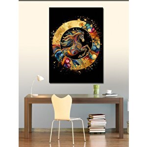 Kanvas Tablo Altın Sarısı Çember Ve At 70x100 cm