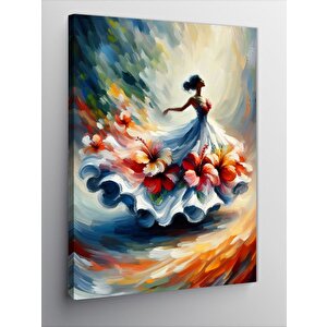 Kanvas Tablo Beyaz Elbiseli Kadın 70x100 cm