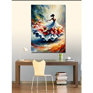 Kanvas Tablo Beyaz Elbiseli Kadın 70x100 cm