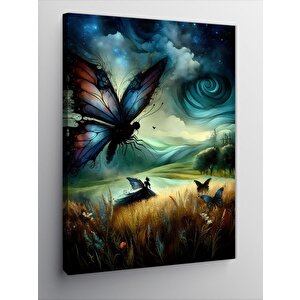 Kanvas Tablo Ormandaki Kelebekler Ve Peri Kızı 100x140 cm