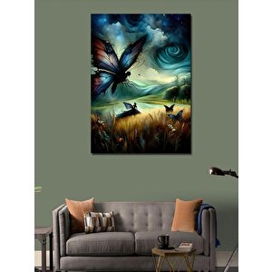 Kanvas Tablo Ormandaki Kelebekler Ve Peri Kızı 100x140 cm