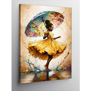 Kanvas Tablo Sarı Elbiseli Çocuk 100x140 cm