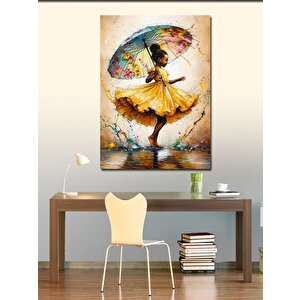 Kanvas Tablo Sarı Elbiseli Çocuk 100x140 cm
