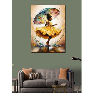 Kanvas Tablo Sarı Elbiseli Çocuk 100x140 cm