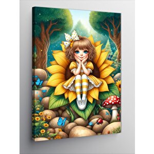 Kanvas Tablo Ayçiçeği Ve Parmak Çocuk 100x140 cm