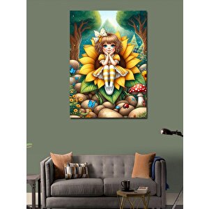Kanvas Tablo Ayçiçeği Ve Parmak Çocuk 100x140 cm