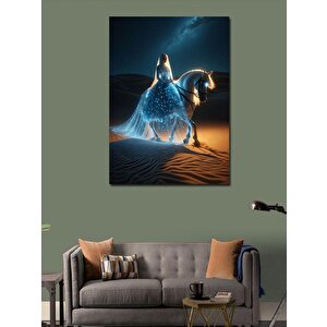 Kanvas Tablo Çöldeki Beyaz At Ve Kadın 70x100 cm