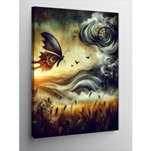 Kanvas Tablo Kelebek Ve Soyut Dünya 100x140 cm