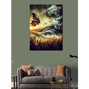 Kanvas Tablo Kelebek Ve Soyut Dünya 100x140 cm