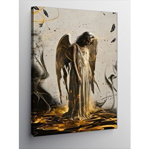 Kanvas Tablo Beyaz Elbiseli Kanatlı Kadın 70x100 cm