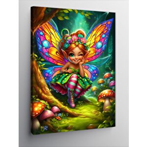 Kanvas Tablo Kelebek Kanatlı Sevimli Peri Kızı 100x140 cm