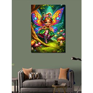 Kanvas Tablo Kelebek Kanatlı Sevimli Peri Kızı 100x140 cm