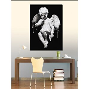 Kanvas Tablo Melek Kanatlı Heykel Çocuk 100x140 cm