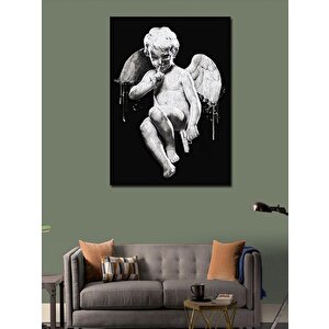 Kanvas Tablo Melek Kanatlı Heykel Çocuk 100x140 cm