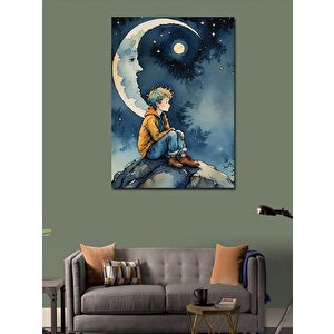 Kanvas Tablo Çocuk Ve Ay 100x140 cm