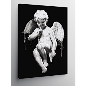 Kanvas Tablo Melek Kanatlı Heykel Çocuk 70x100 cm