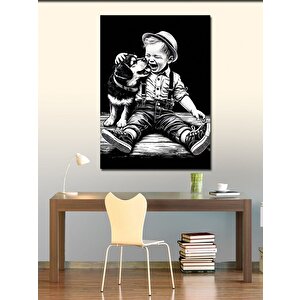 Kanvas Tablo Sevimli Çocuk Ve Köpeği 100x140 cm