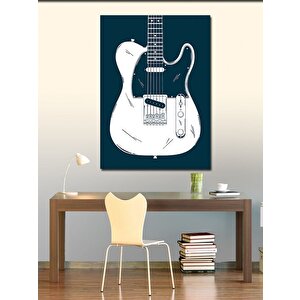 Kanvas Tablo Beyaz Lacivert Telecaster