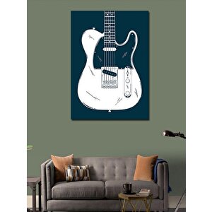 Kanvas Tablo Beyaz Lacivert Telecaster
