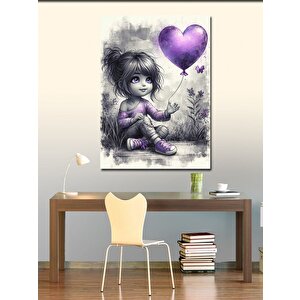 Kanvas Tablo Mor Balon Ve Çocuk