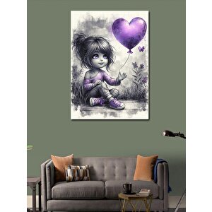 Kanvas Tablo Mor Balon Ve Çocuk