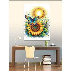 Kanvas Tablo Ayçiçeği Ve Kelebek 100x140 cm