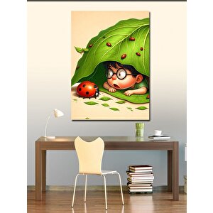 Kanvas Tablo Uğur Böcekleri Ve Sevimli Çocuk 70x100 cm