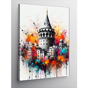 Kanvas Tablo Suluboya Galata Kulesi
