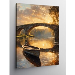 Kanvas Tablo Nehirdeki Sal Ve Köprü