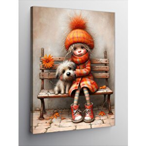 Kanvas Tablo Sevimli Çocuk Ve Köpeği 100x140 cm