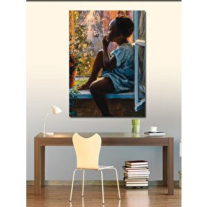 Kanvas Tablo Penceredeki Çocuk 100x140 cm