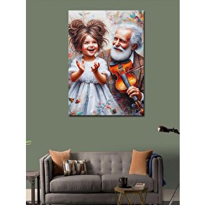 Kanvas Tablo Keman Çalan Adam Ve Torunu 100x140 cm