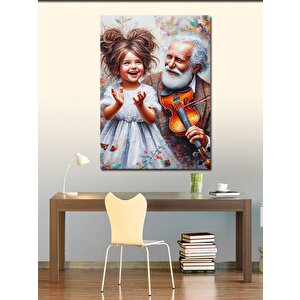 Kanvas Tablo Keman Çalan Adam Ve Torunu