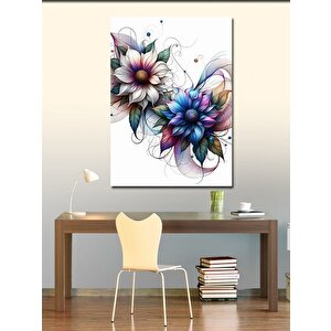 Kanvas Tablo Beyaz Ve Mor Çiöekler 70x100 cm