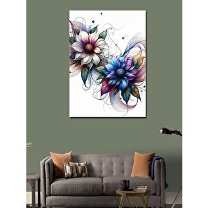 Kanvas Tablo Beyaz Ve Mor Çiöekler 70x100 cm