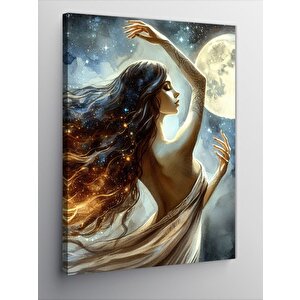 Kanvas Tablo Beyaz Elbiseli Kadın 100x140 cm