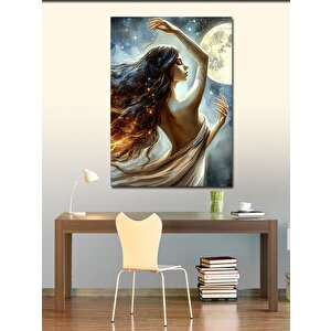 Kanvas Tablo Beyaz Elbiseli Kadın 100x140 cm