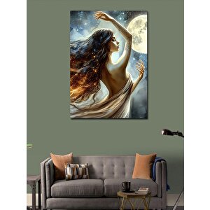 Kanvas Tablo Beyaz Elbiseli Kadın 100x140 cm